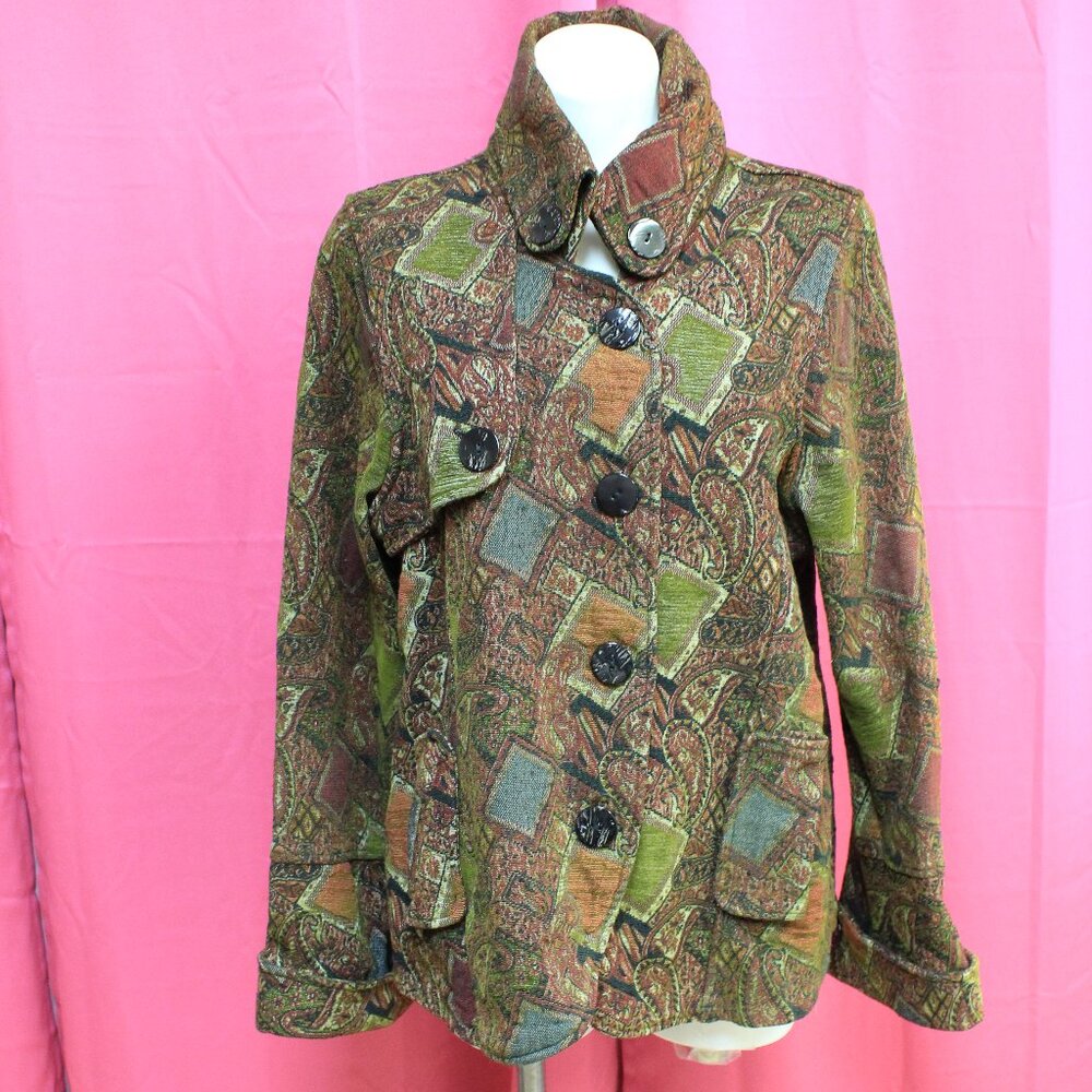 #556B CMC Green & Brown Dress Jacket Size XL